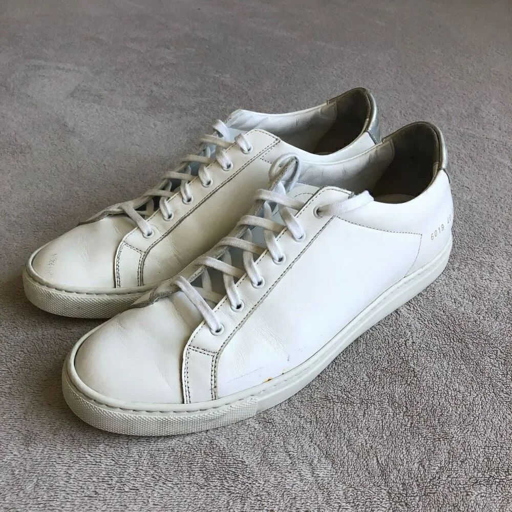Woman by Common Projects Original Achilles White Leather Lace Up Sneakers